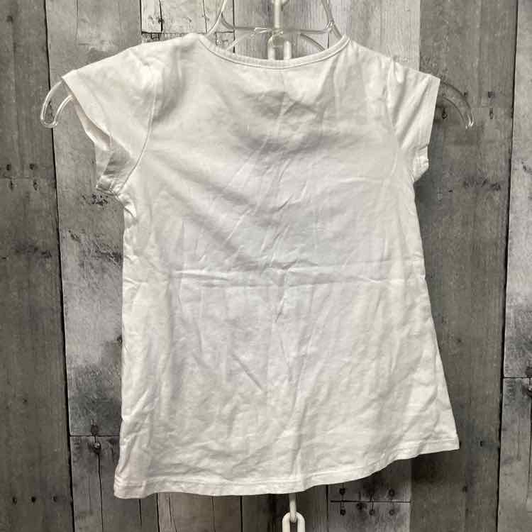 Size 5 White/Silver Calvin Klein T Shirt - OodlesCB