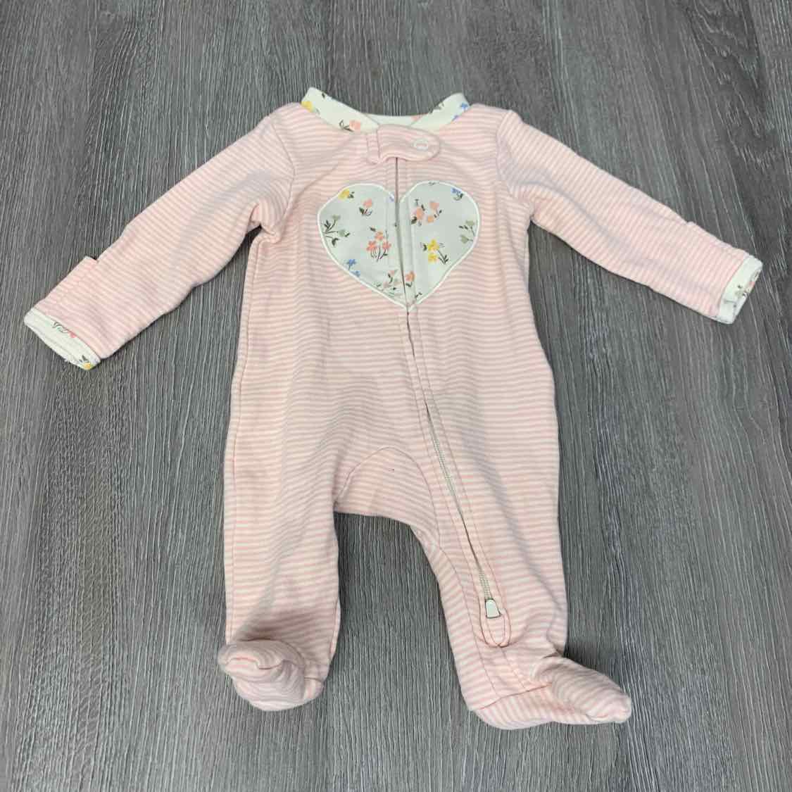 Size Preemie Ivory/Pink Carter's Footy PJs