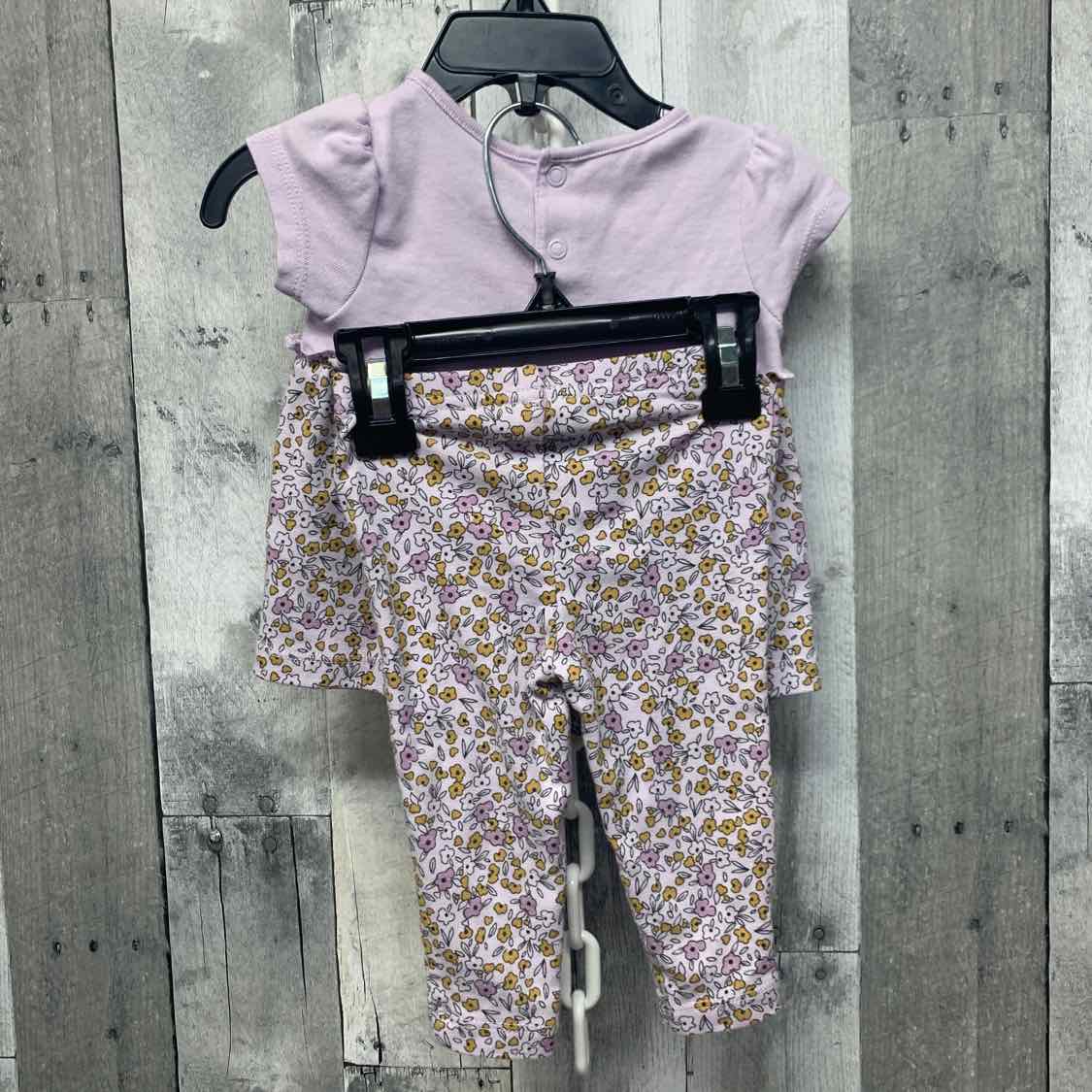 Size 3-6 Months Purple Floral Print Child of Mine Shirt/Leggings