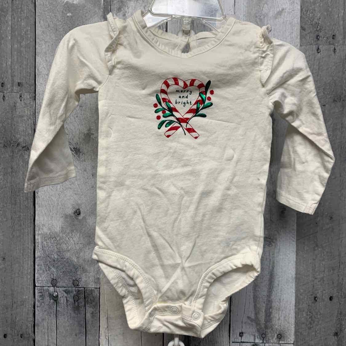Size 12 Months White/Red Carter's Bodysuit
