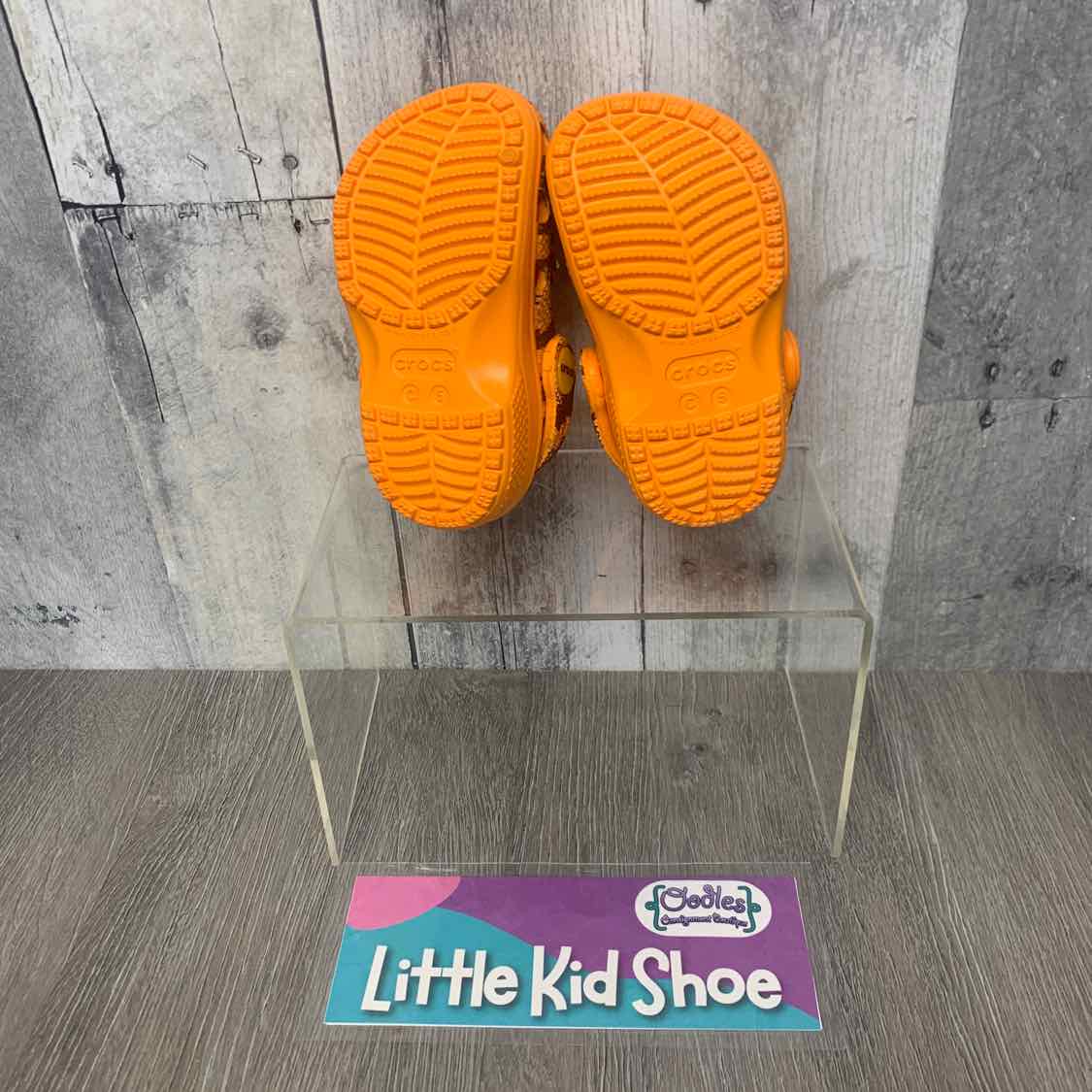 Size 5 Orange Print Crocs Water Shoes