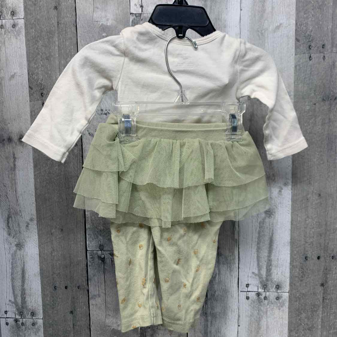 Size 6 Months White/Green Just One You Shirt/Leggings