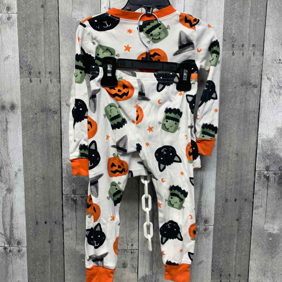 Size 3T White/Orange Carter's 2pc PJs
