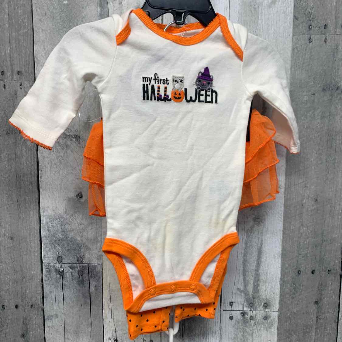 Size 3 Months Ivory/Orange Just One You Shirt/Leggings