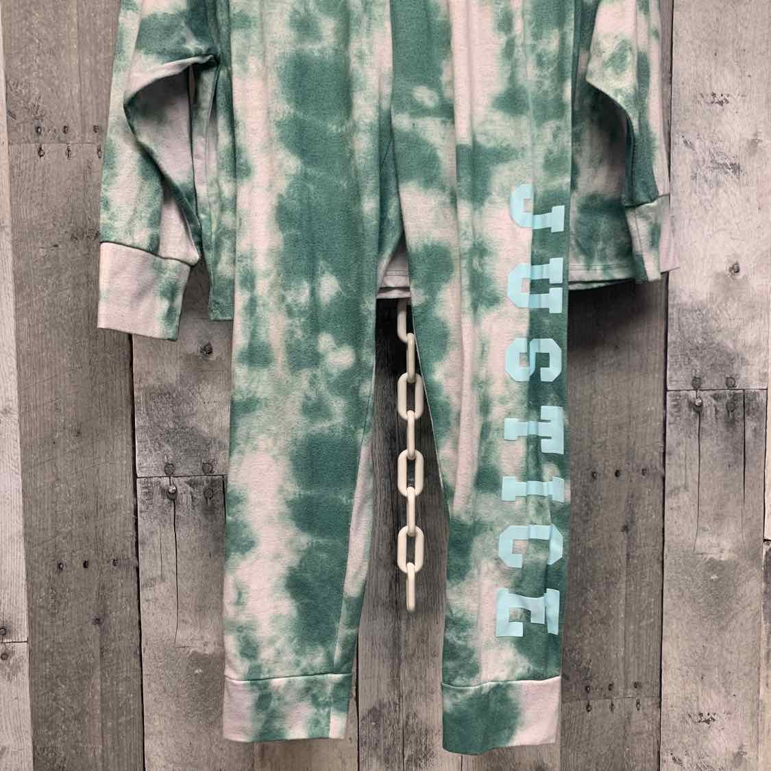 Size 7/8 Green/White Justice 2pc PJs