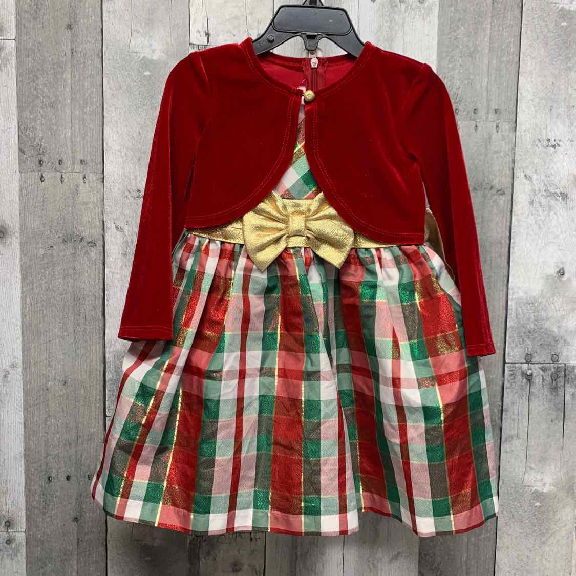 Size 2T Red/Green Bonnie Jean/Baby Dress - Party