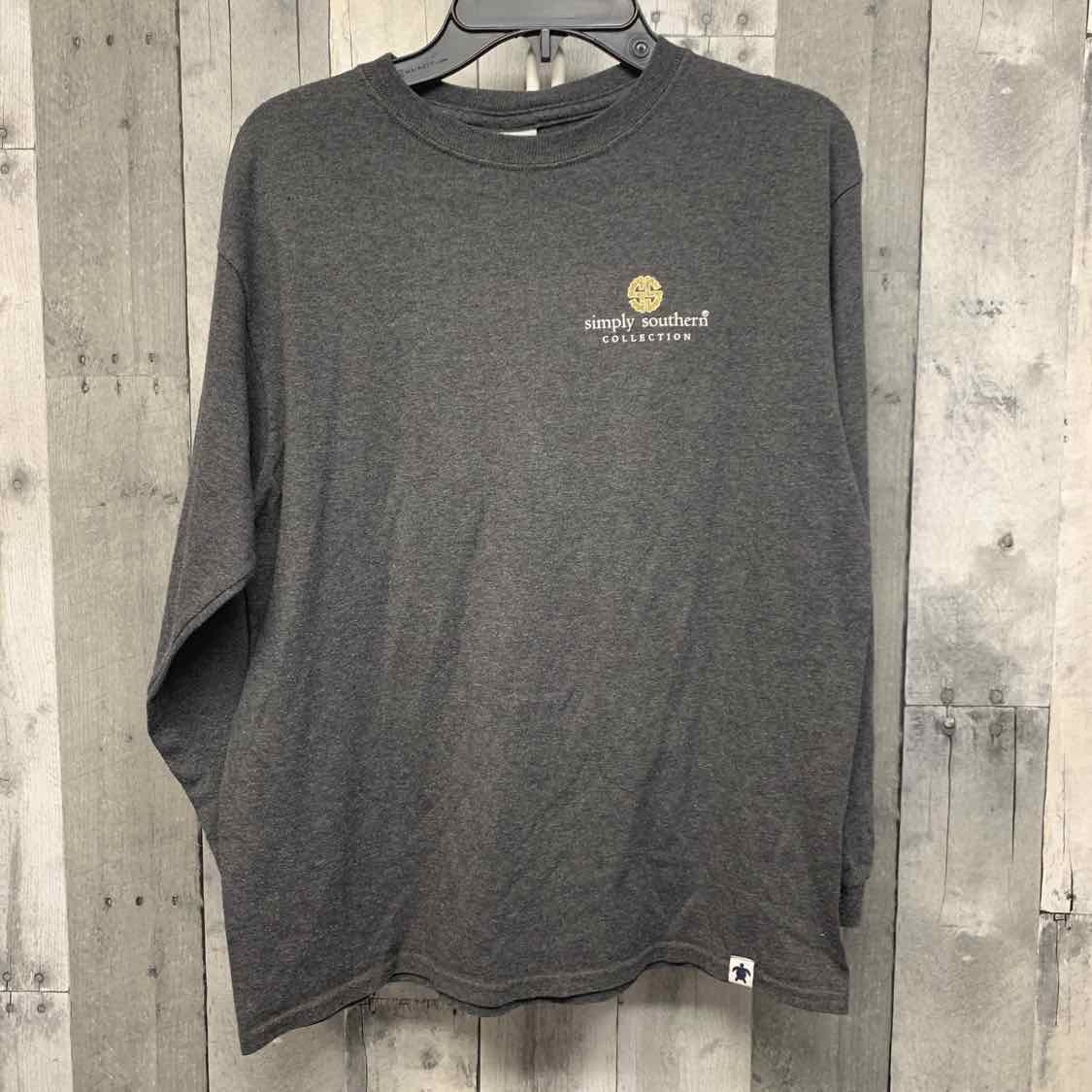 Size Large Gray/Gold Simply Southern Long Sleeve Shirt