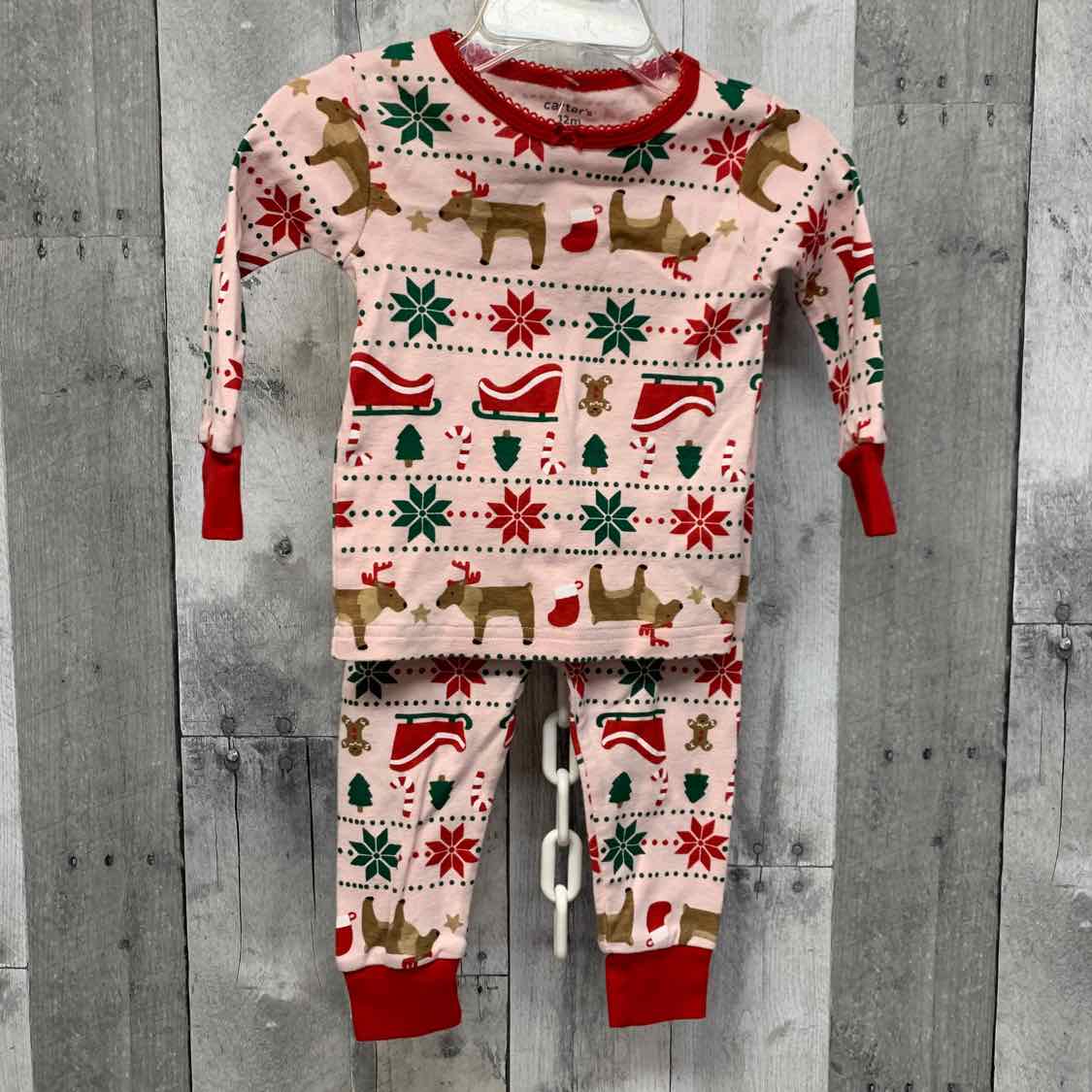Size 12 Months Pink Print Carter's 2pc PJs