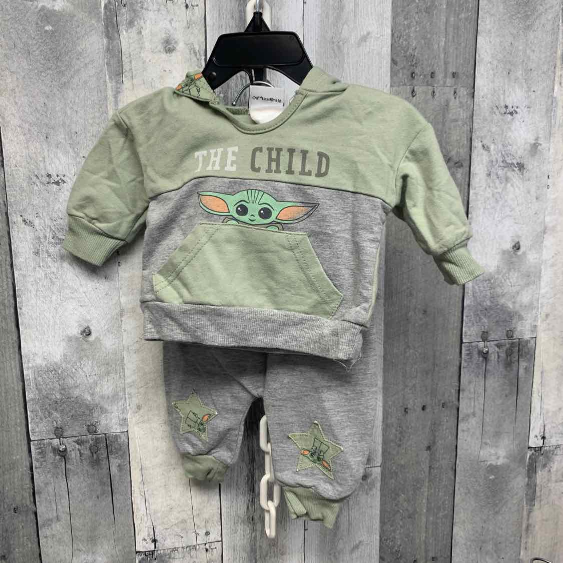 Size 0-3 Months Gray/Green Star Wars Sweats - 2pc