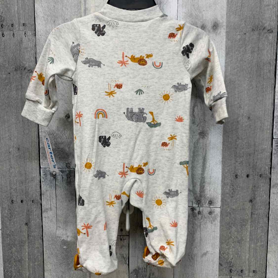 Size 3 Months Gray Print Just One You Footy PJs