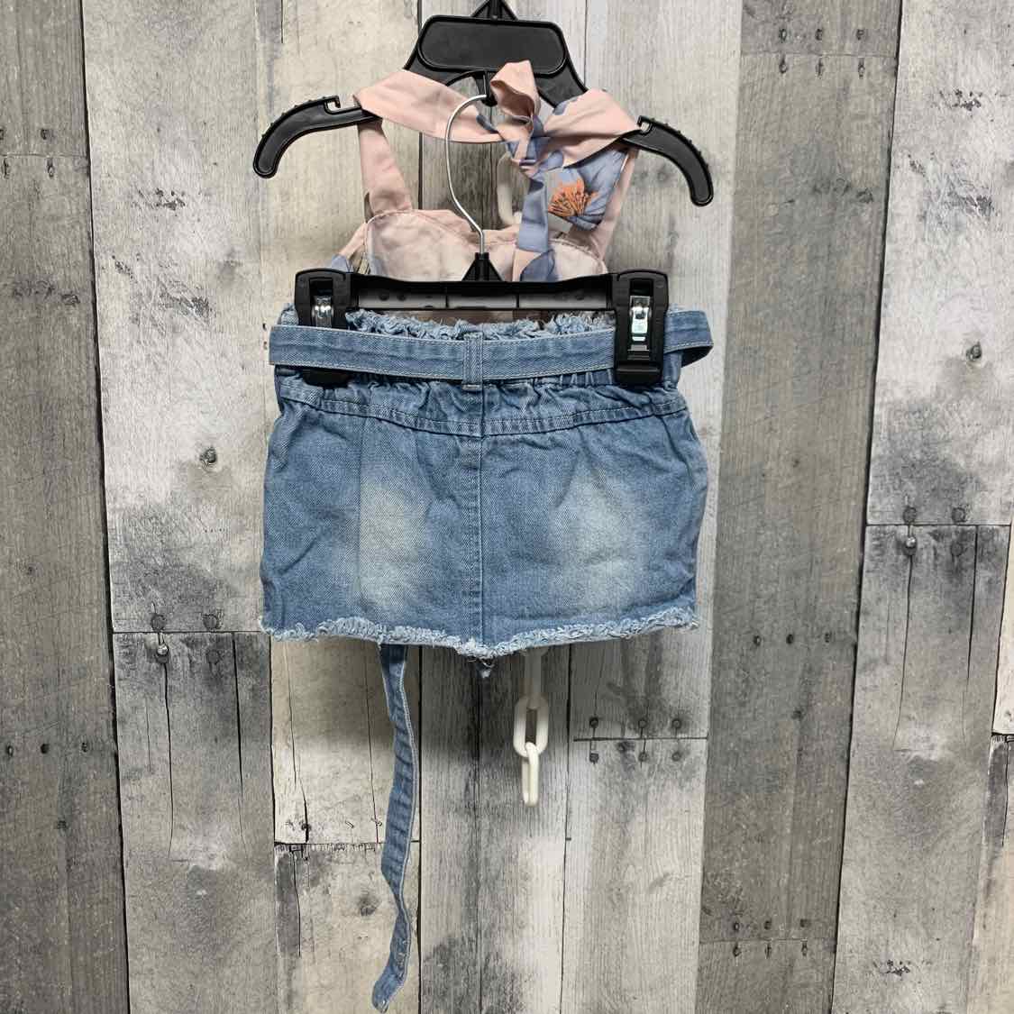 Size 9-12 Months Denim/Pink Bailey's Blossoms Shirt/Skirt