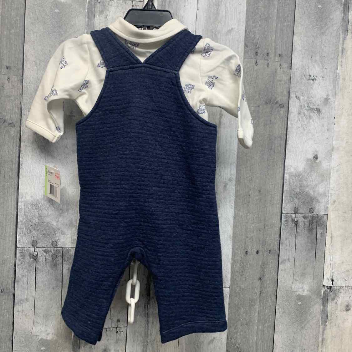 Size 3 Months White/Navy Little Me Shirt/Pants