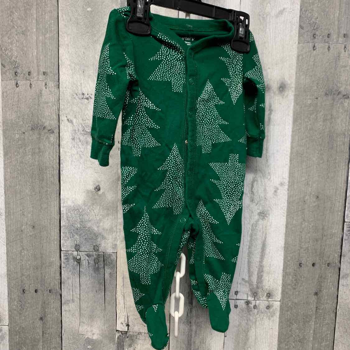 Size 3 Months Green Print Carter's Footy PJs