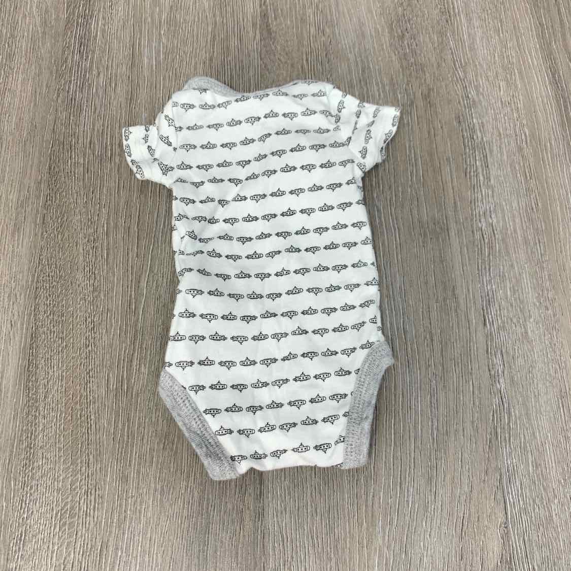 Size Preemie White/Black Carter's Bodysuit - OodlesCB