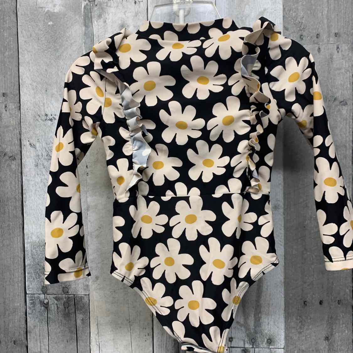 Size 2T Black Floral Print Jessica Simpson Swim Suit - 1pc