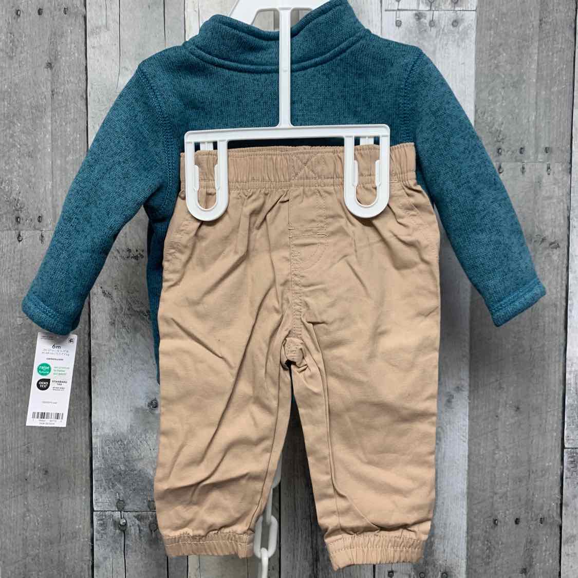 Size 6 Months Tan/Teal Carter's Shirt/Pants