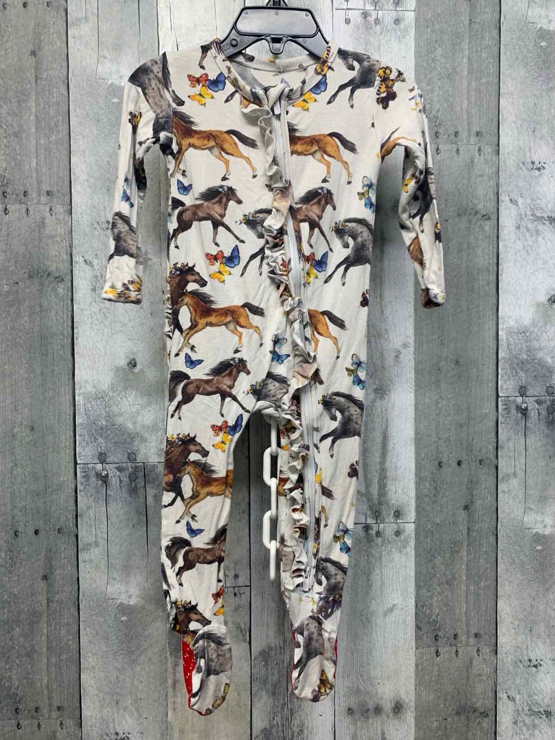 Size 12-18 Months White/Brown Posh Peanut Footy PJs