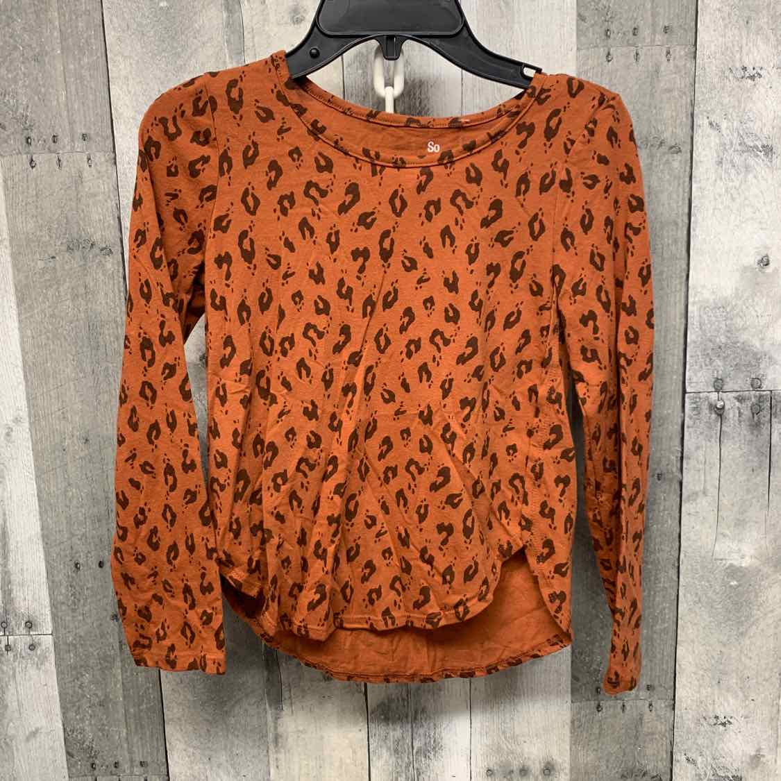 Size 7 Tan Animal Print SO Long Sleeve Shirt