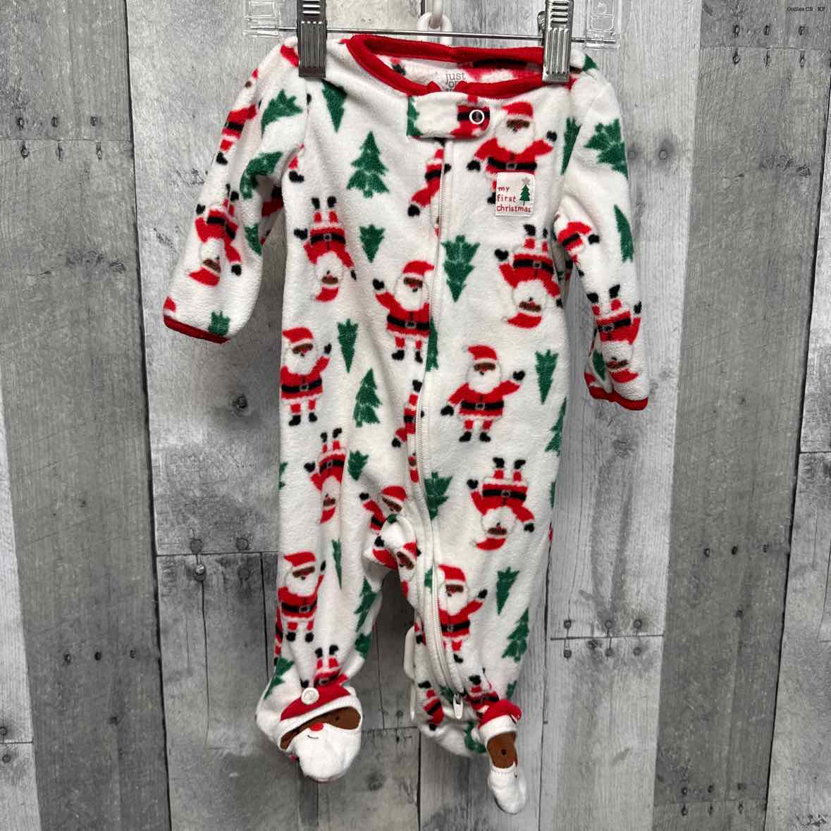 Size 3 Months White/Red Just One You Footy PJs