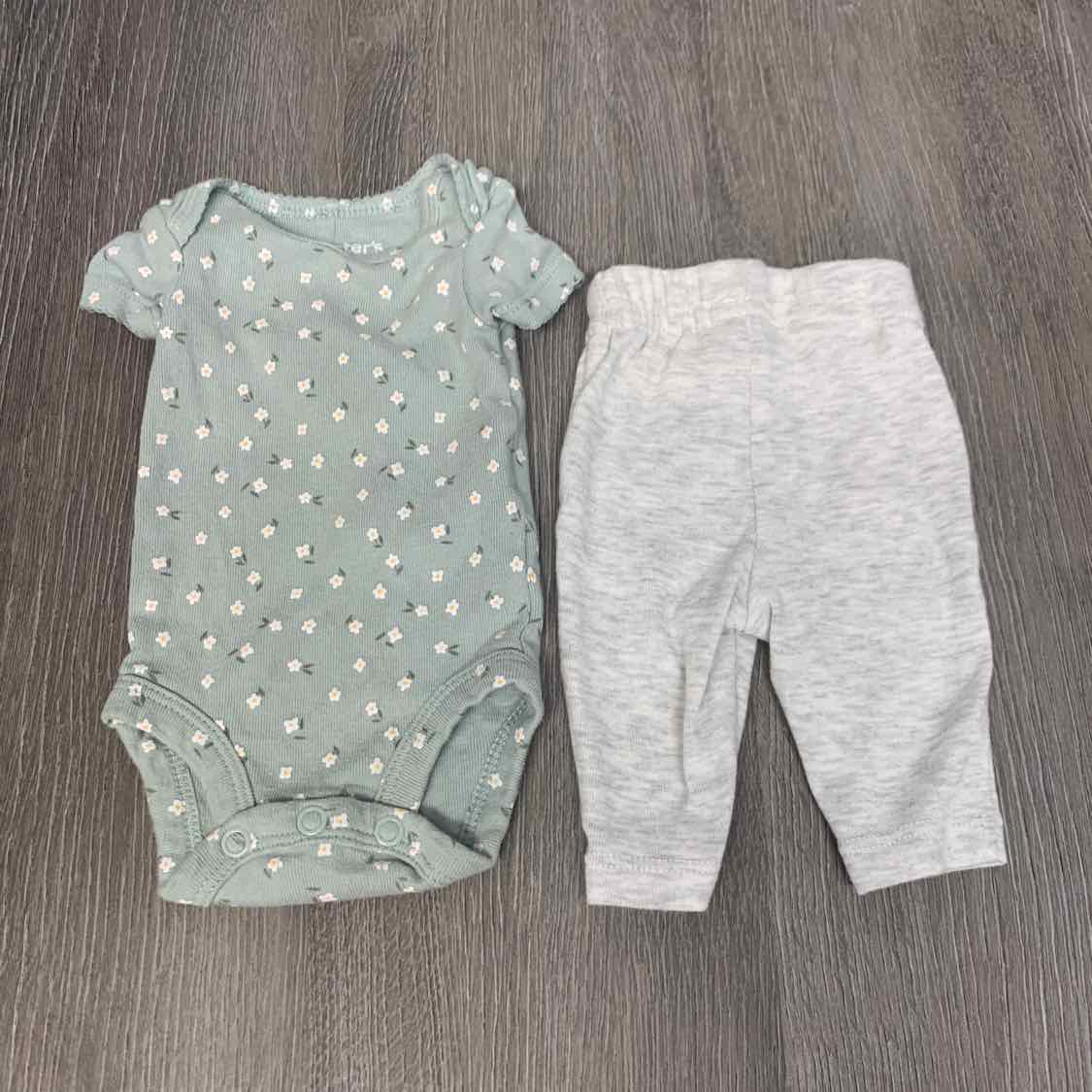 Size Preemie Green/Gray Child of Mine Shirt/Pants