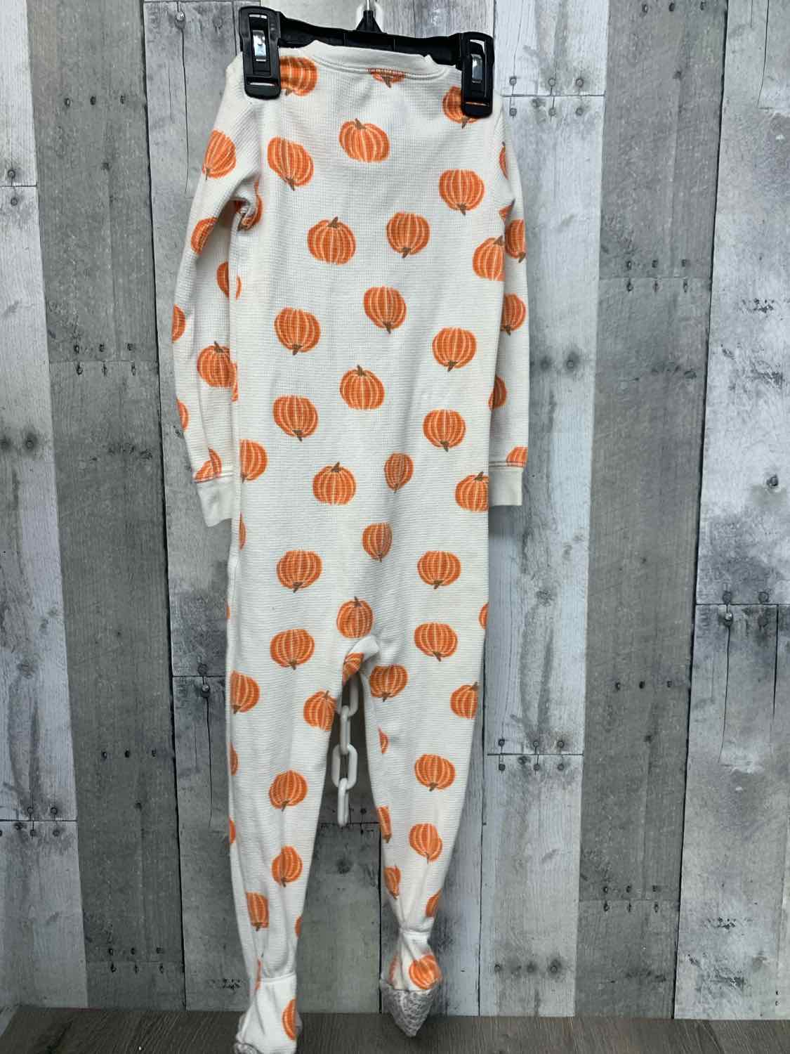 Size 3T White/Orange Carter's Footy PJs