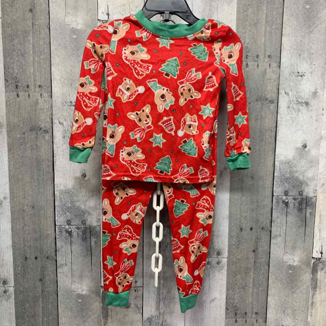 Size 2T Red Print Holiday Brands 2pc PJs