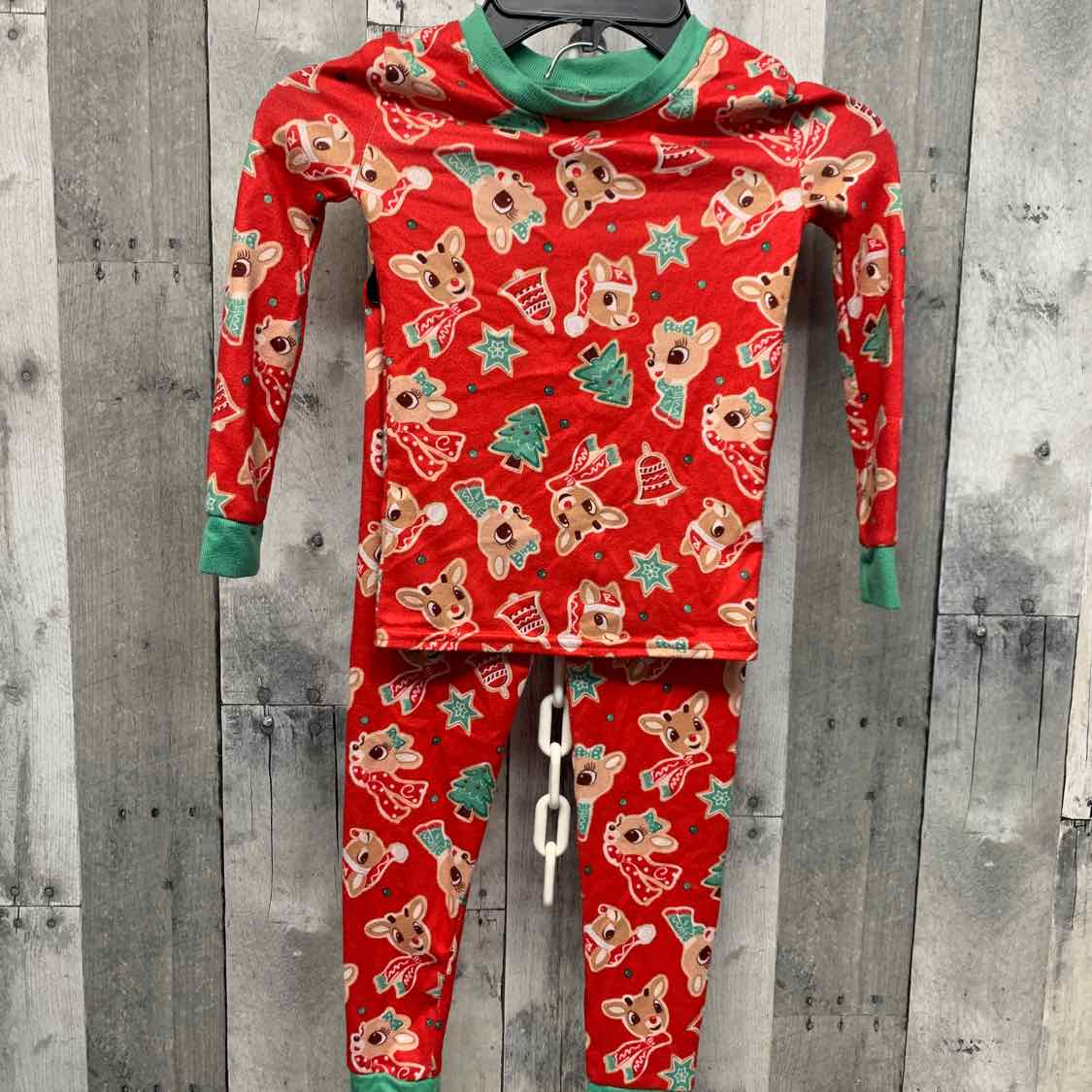 Size 4T Red Print Holiday Brands 2pc PJs