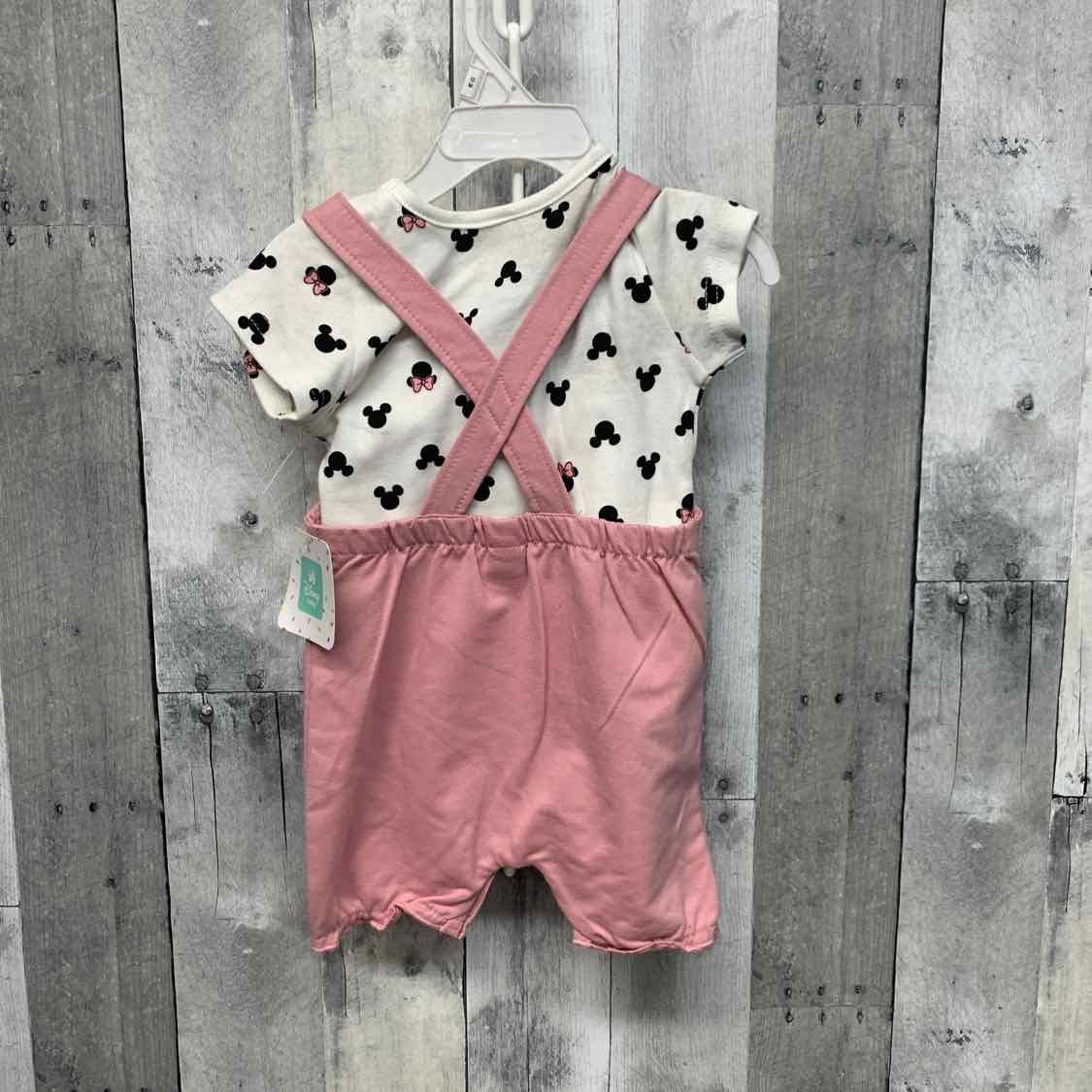Size 12 Months White/Pink Disney Shirt/Shorts