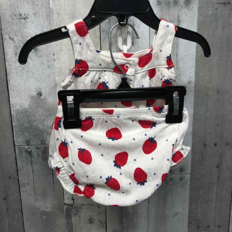 Size 0-3 Months White/Red Child of Mine Shirt/Shorts