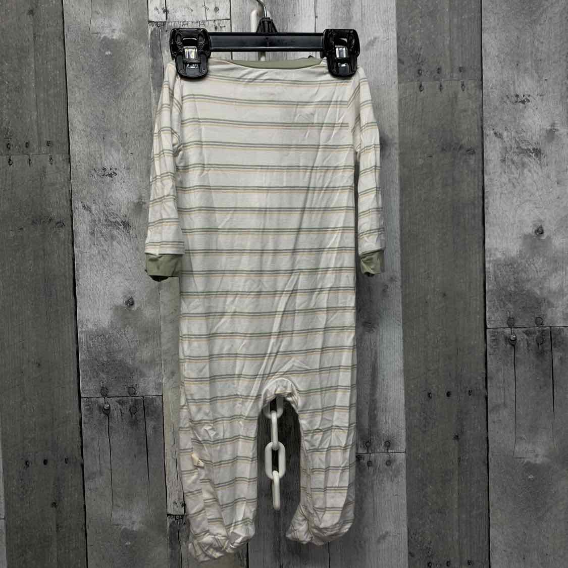Size 3-6 Months White/Green Bamboo Footy PJs