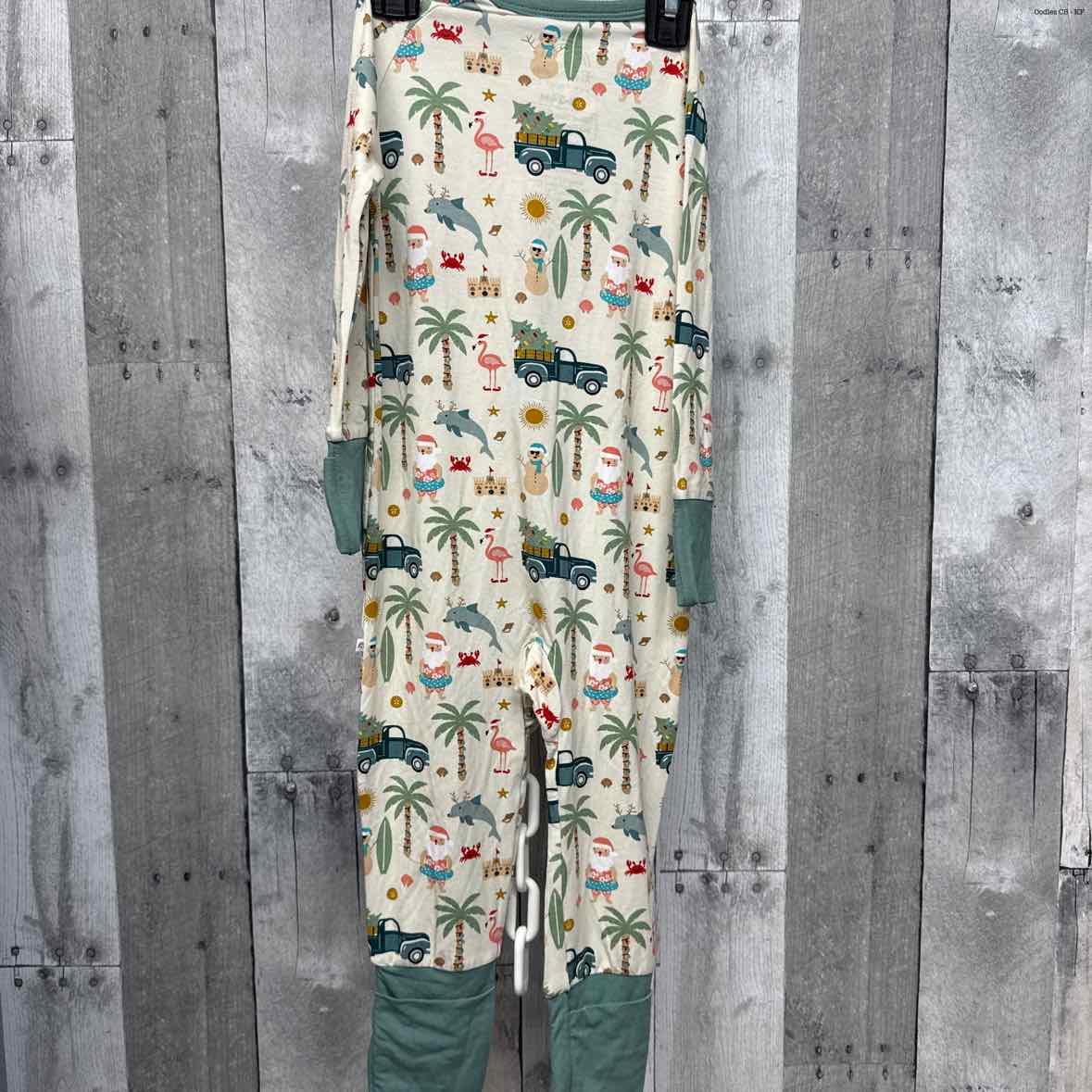 Size 18-24 Months Tan/Green Bamboo Footy PJs