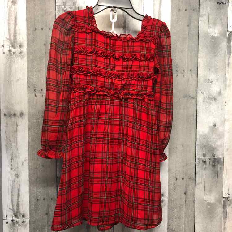 Size 6/6X Red Plaid Wonder Nation LS Dress