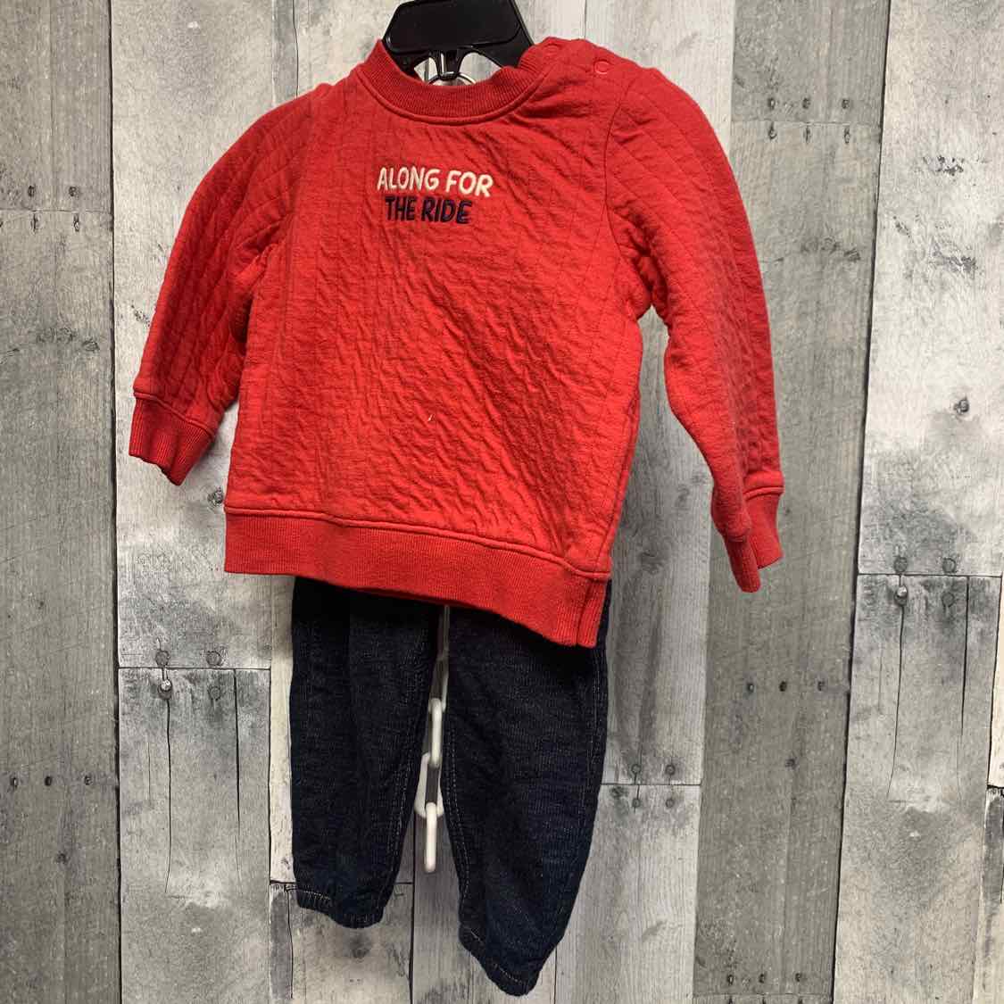 Size 12 Months Denim/Red Carter's Shirt/Pants