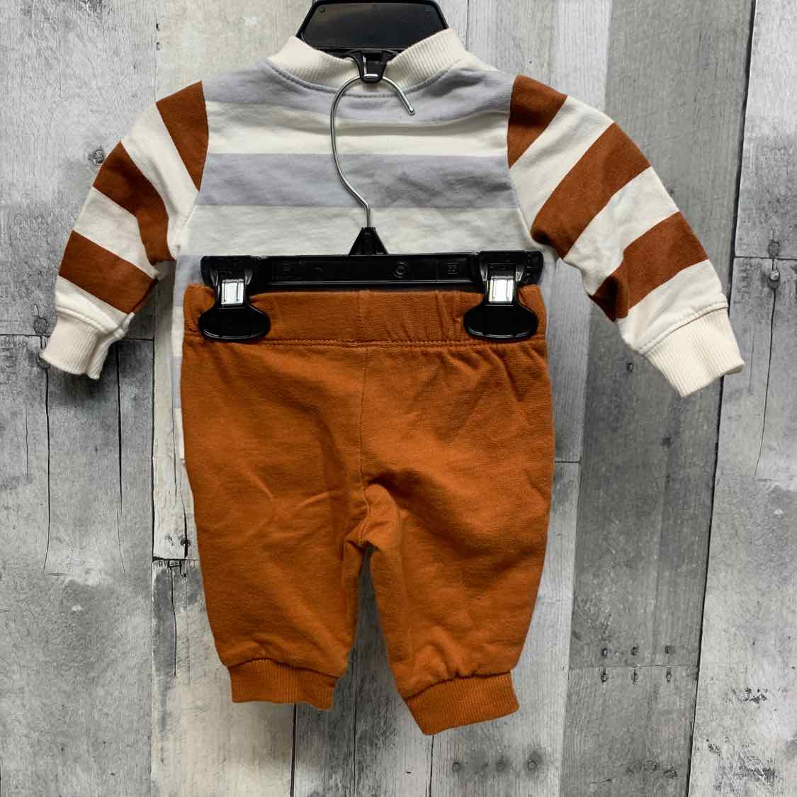 Size 3 Months White/Brown Carter's Shirt/Pants