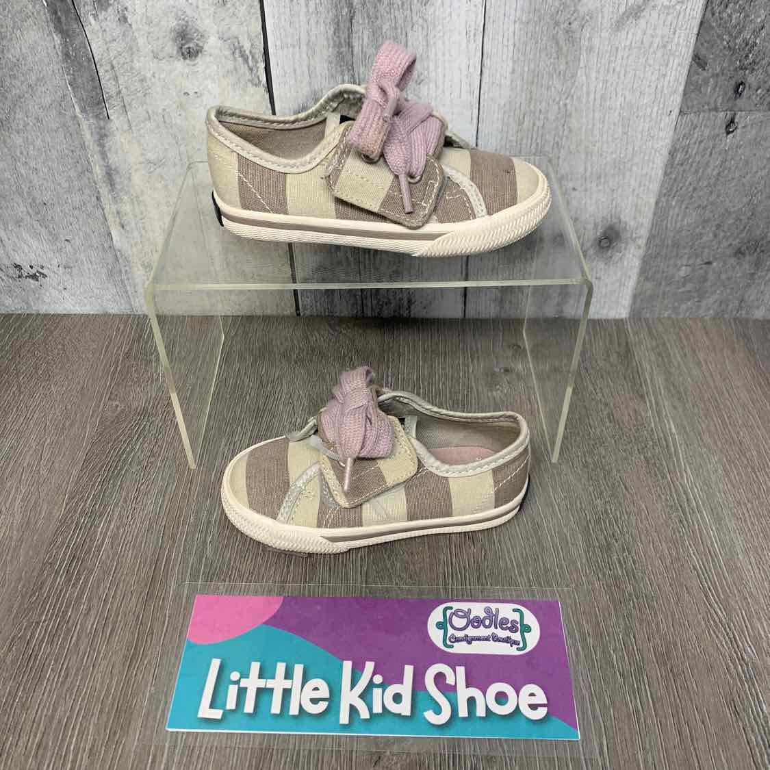 Size 6 Tan Striped Sperry Sneakers