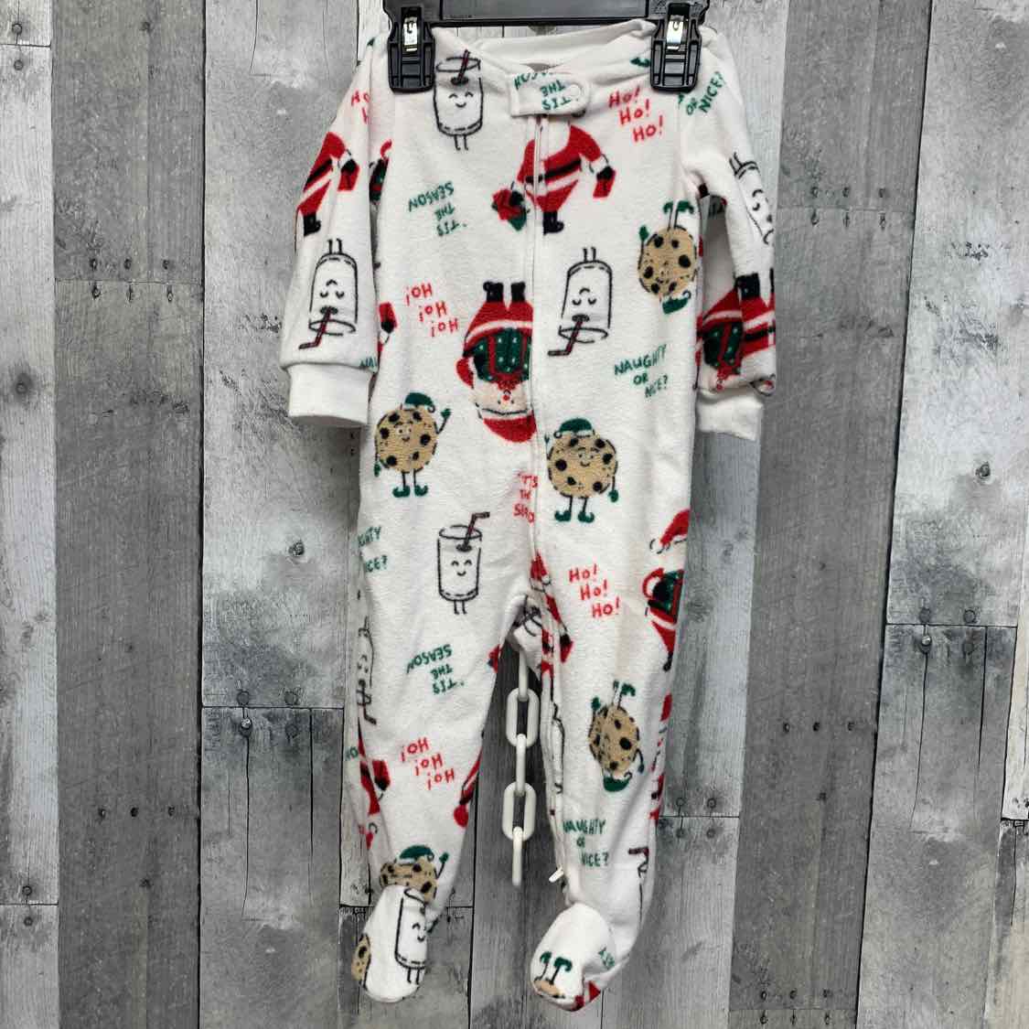 Size 9 Months White Print Carter's Footy PJs