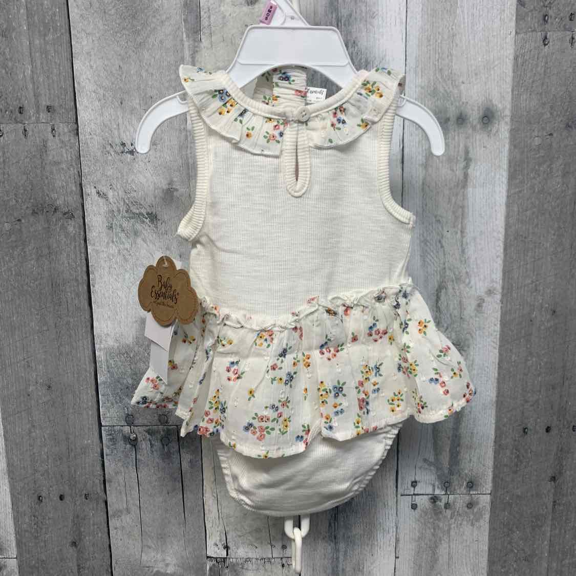 Size 9 Months White Floral Print Baby Essentials Romper