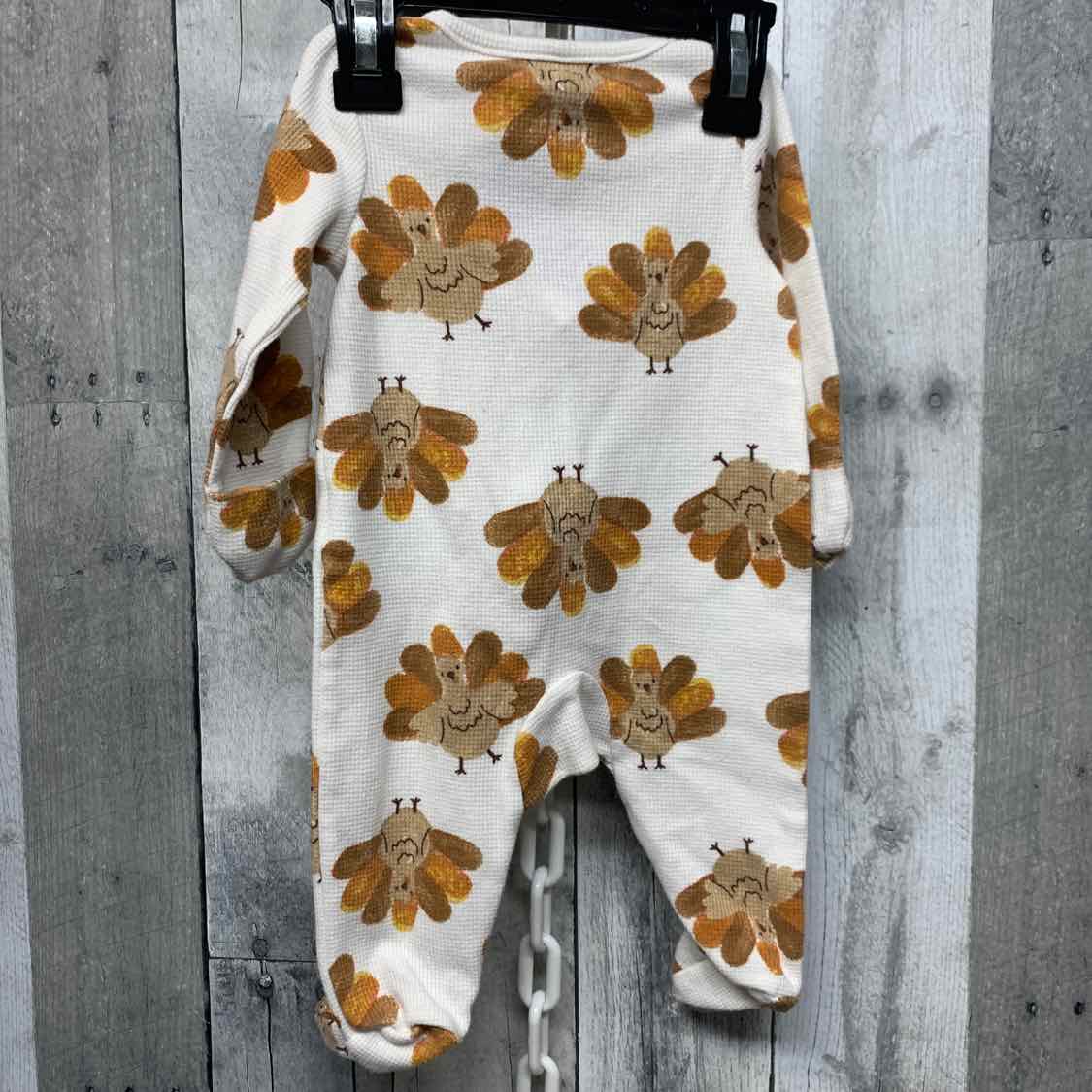 Size 0-3 Months White Graphic Child of Mine Footy PJs