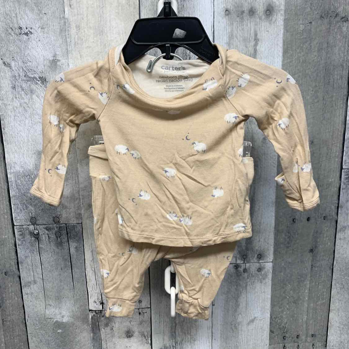 Size Newborn Tan/White Just One You 2pc PJs