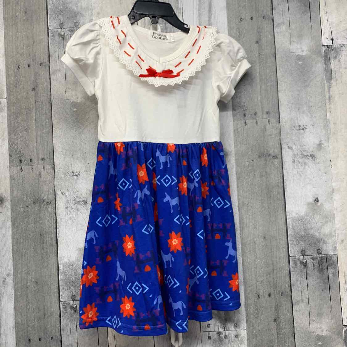 Size 2/3 White/Blue Presley Couture Dress
