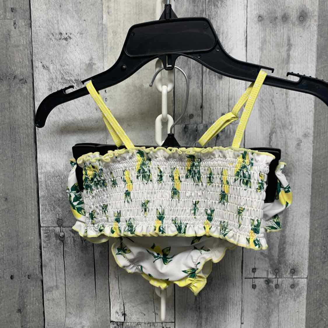 Size 5/6 White/Yellow Mid Brand Swim Suit - 2pc+
