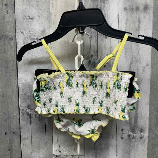 Size 5/6 White/Yellow Mid Brand Swim Suit - 2pc+