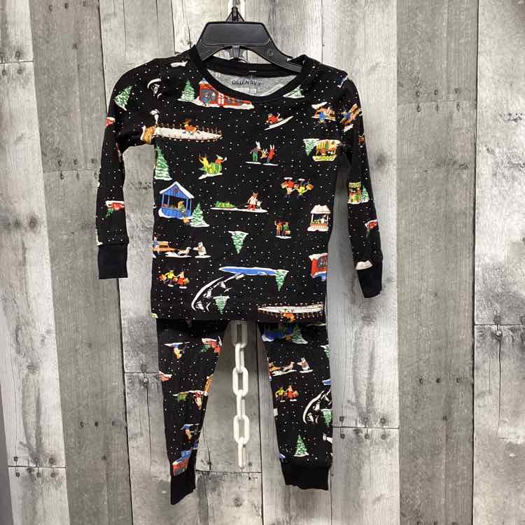 Size 2T Black Print Old Navy 2pc PJs