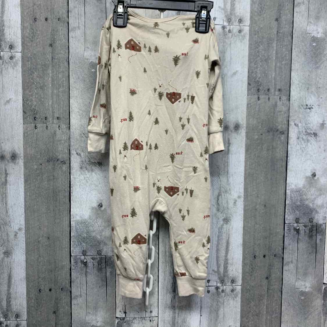 Size 18 Months Tan Print Modern Moments by Gerber Footy PJs