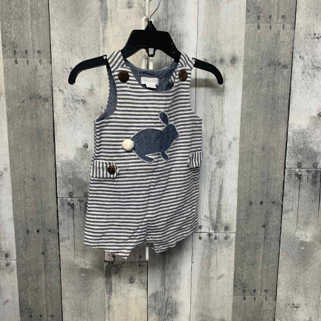 Size 3-6 Months Blue Striped Mud Pie Romper
