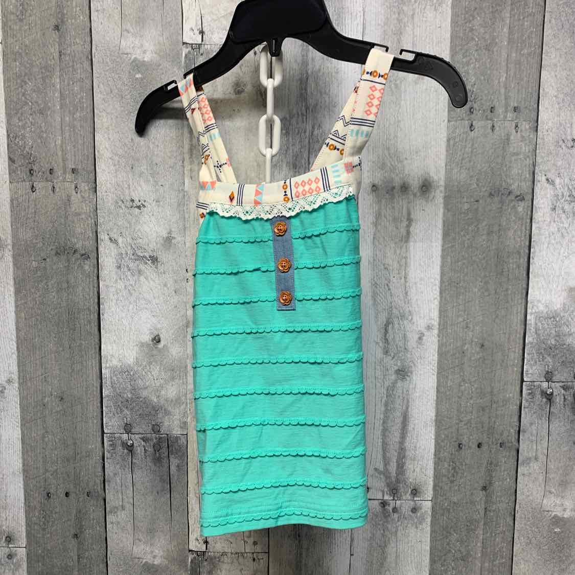 Size 6 White/Teal Matilda Jane Tank Top