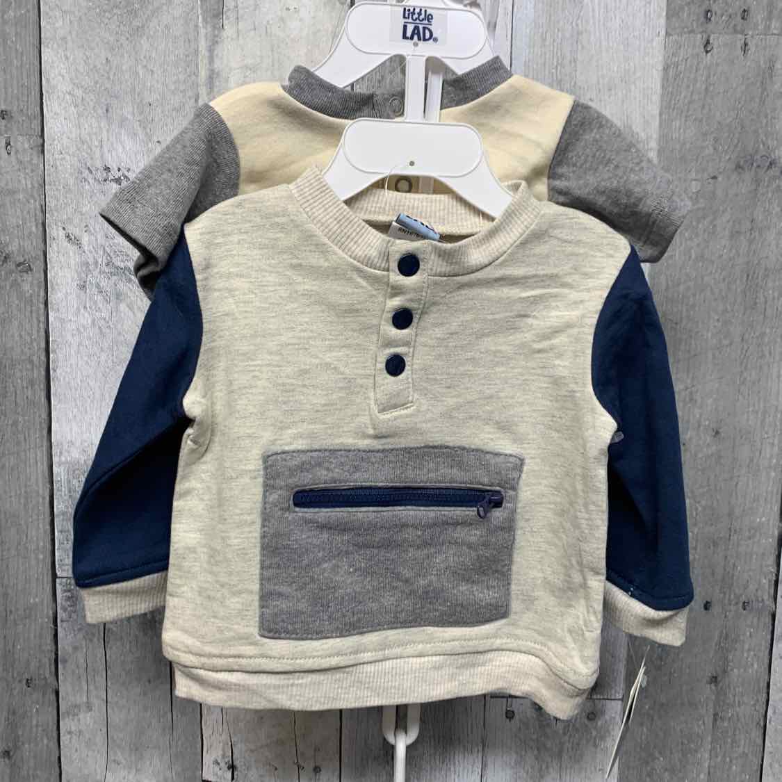 Size 3-6 Months Gray/Blue Little Lad 2pc Top
