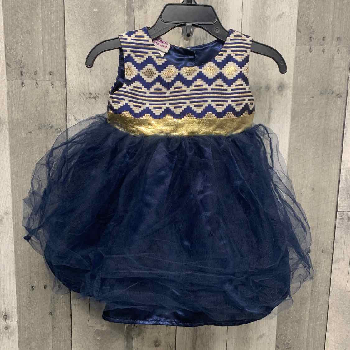 Size 12 Months Navy/White Blueberi Boulevard Dress - Party