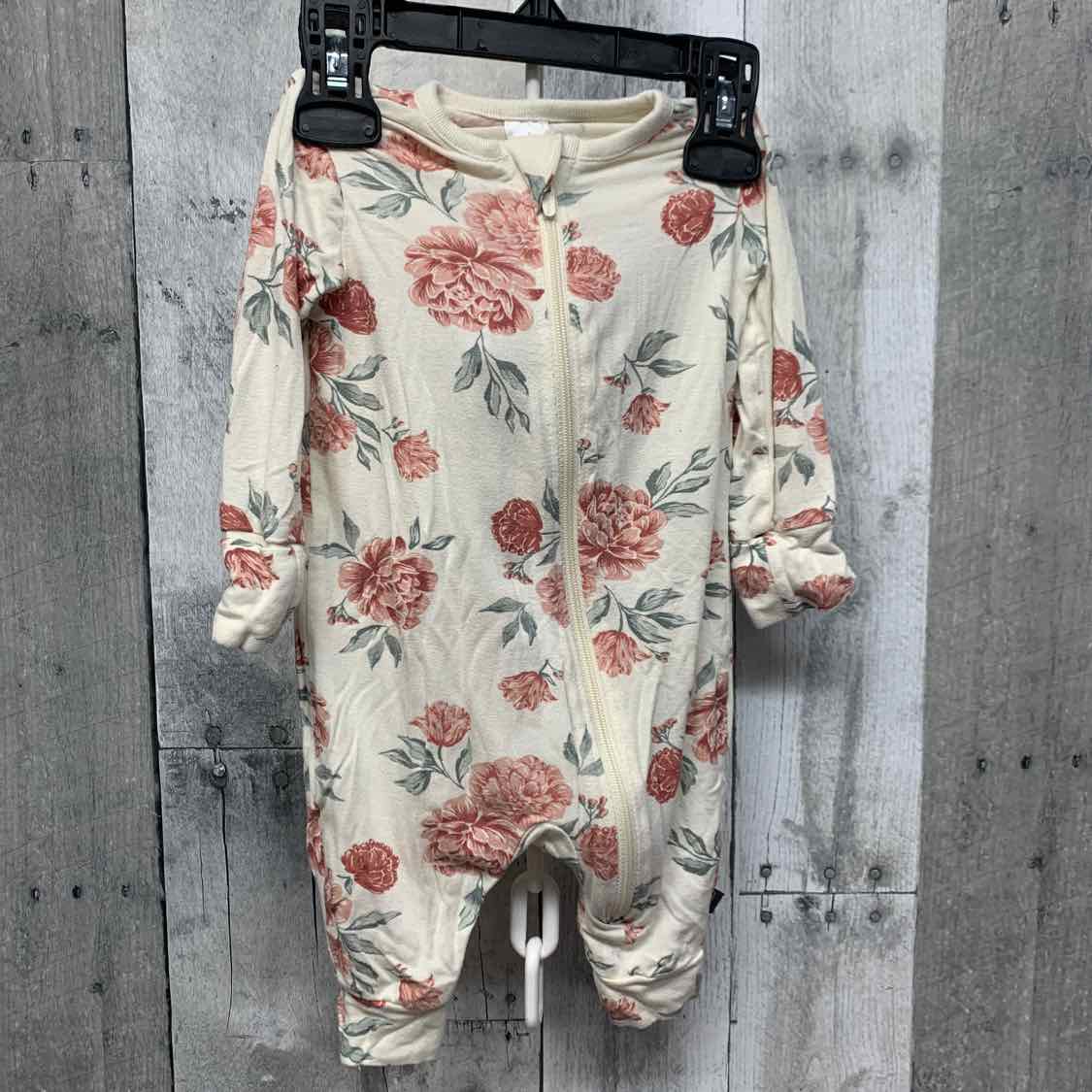 Size 0-3 Months Pink Floral Print Modern Moments by Gerber Footy PJs