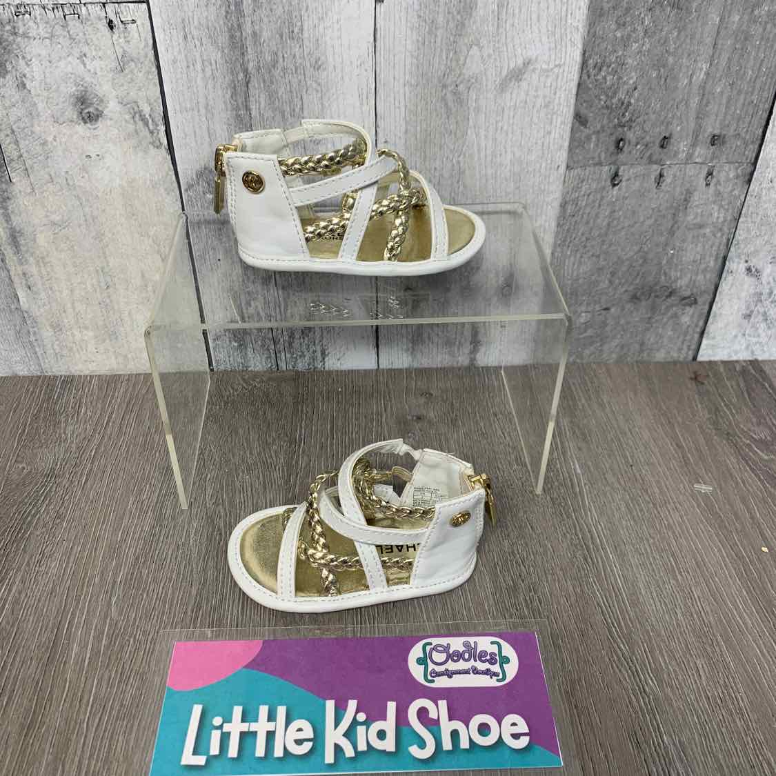 Size 2 White/Gold Michael Kors Sandals